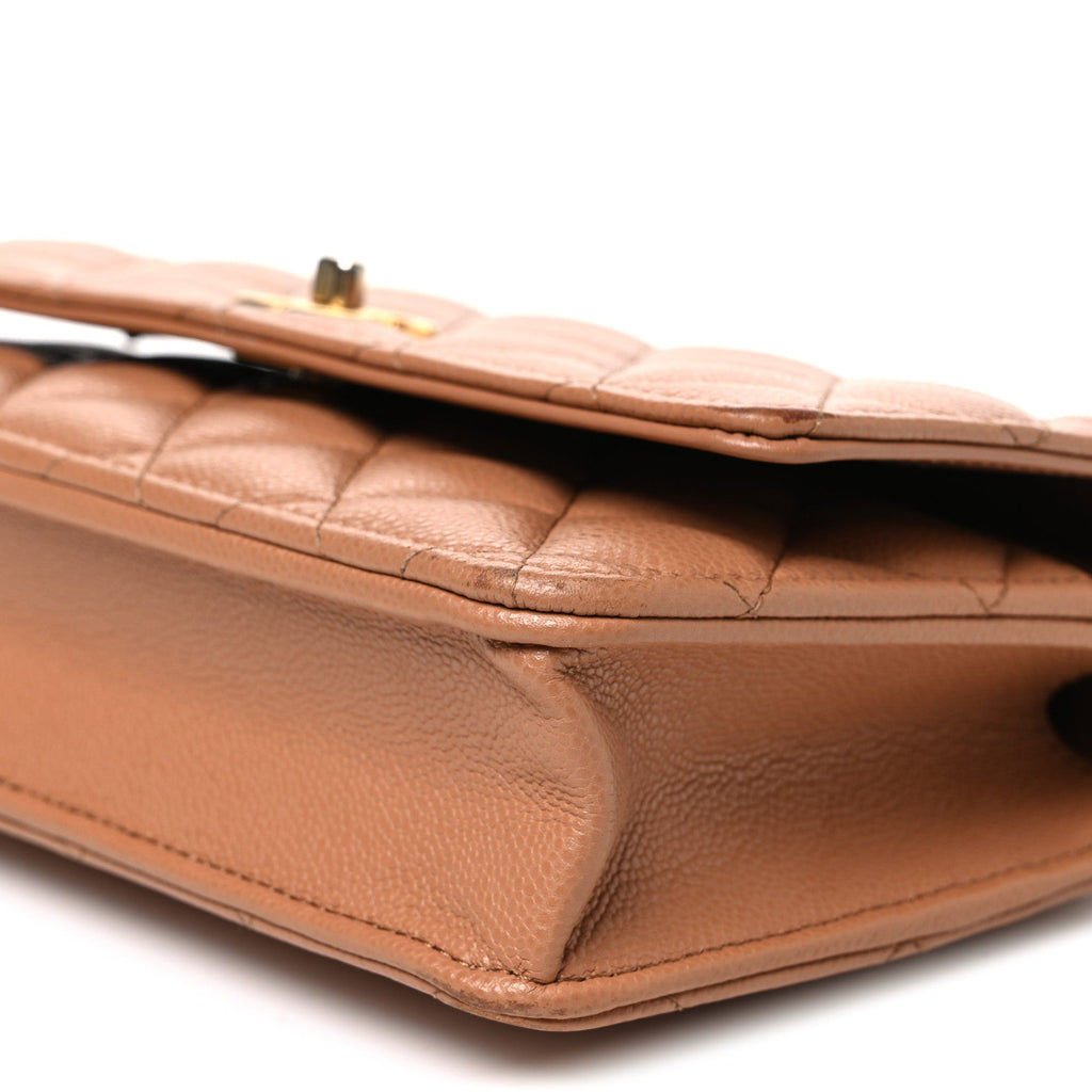 Shiny Caviar Quilted Pick Me Up Wallet On Chain WOC Beige wholesalehk.shop
