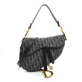Denim Oblique Jacquard Saddle Bag With Strap Grey wholesalehk.shop