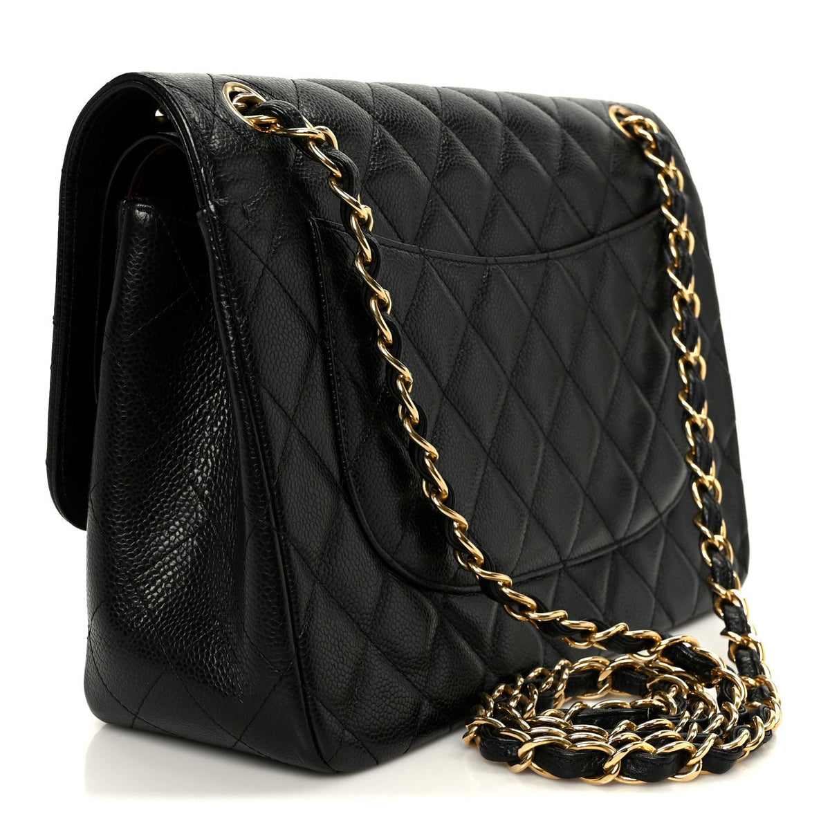 Caviar Quilted Jumbo Double Flap Black wholesalehk.shop