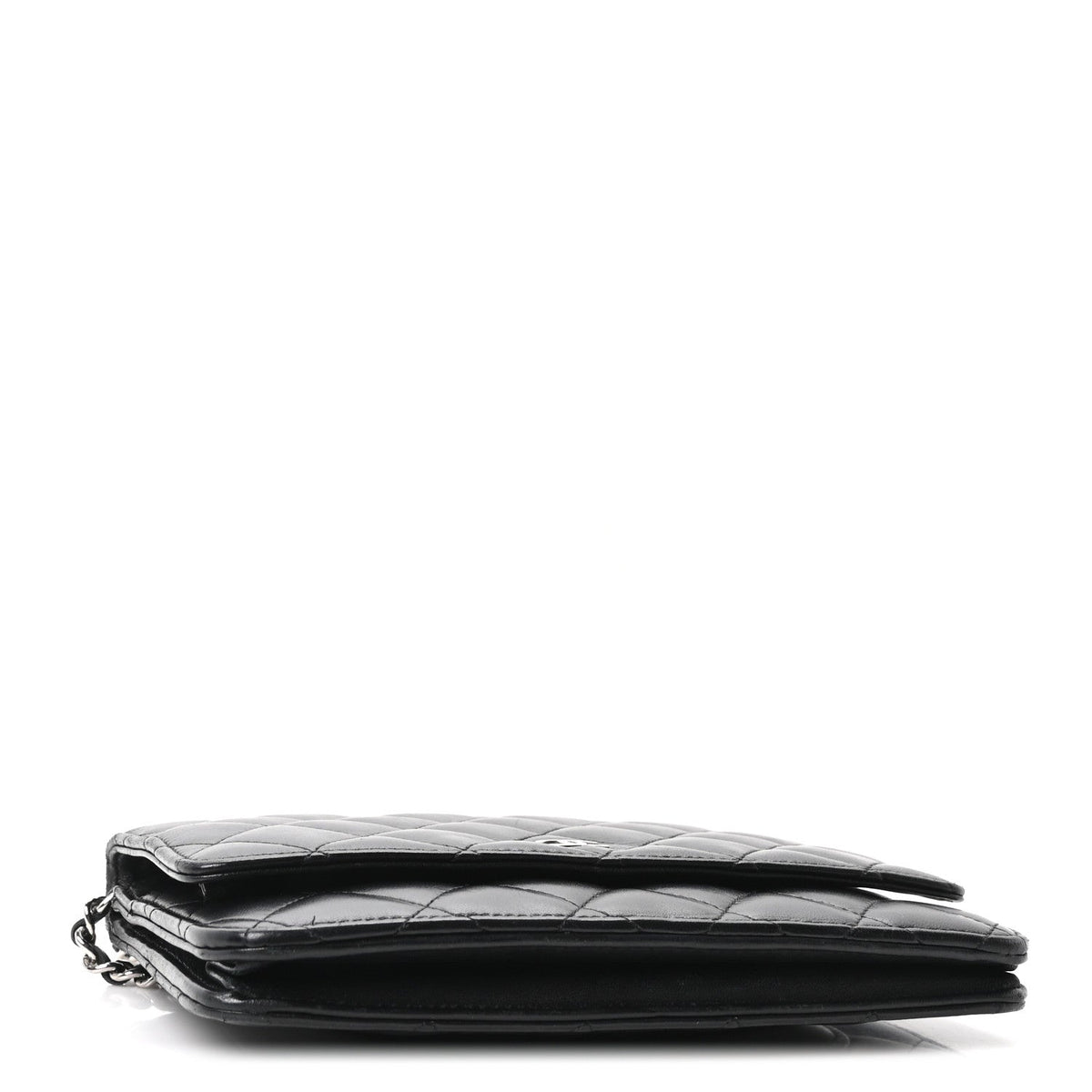 Lambskin Quilted Wallet On Chain WOC Black wholesalehk.shop