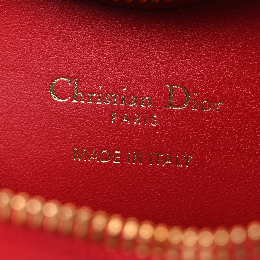 Calfskin Cannage Dioramour Caro Heart Pouch With Chain Bright Red wholesalehk.shop