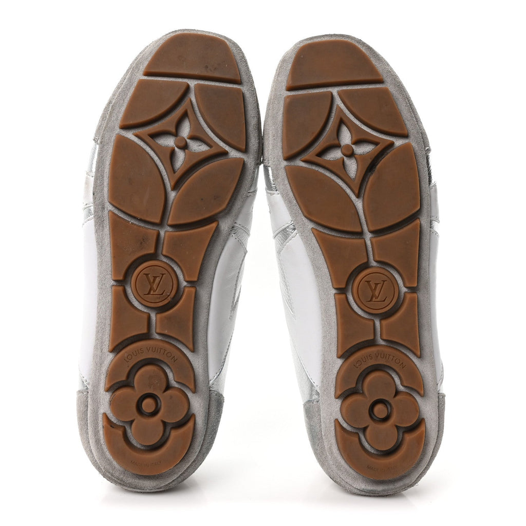 Metallic Grained Calfskin Womens LV Sneakerina 38 Silver £¨ Direct shipment via from wholesalehk.shop