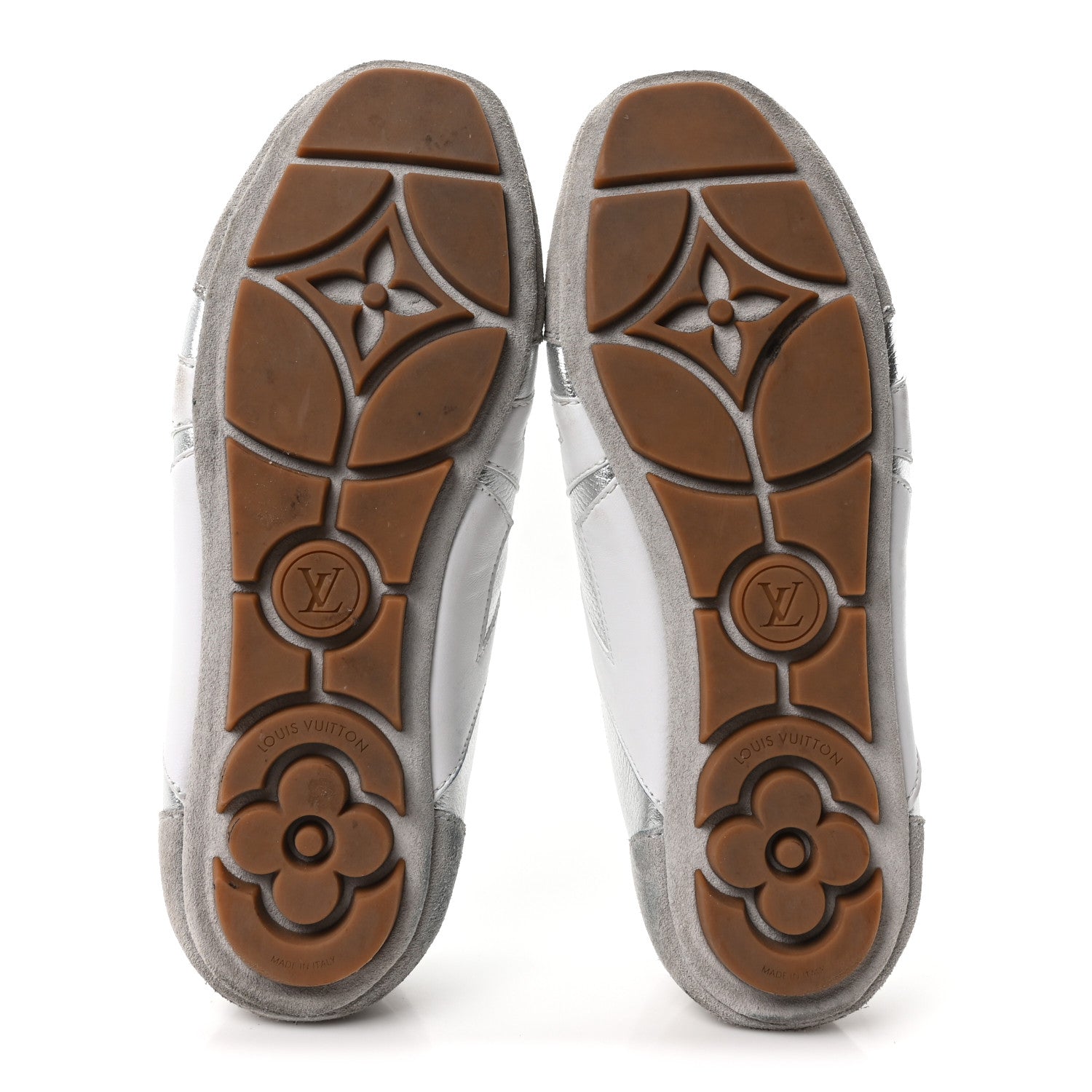 Metallic Grained Calfskin Womens LV Sneakerina 38 Silver £¨ Direct shipment via from wholesalehk.shop