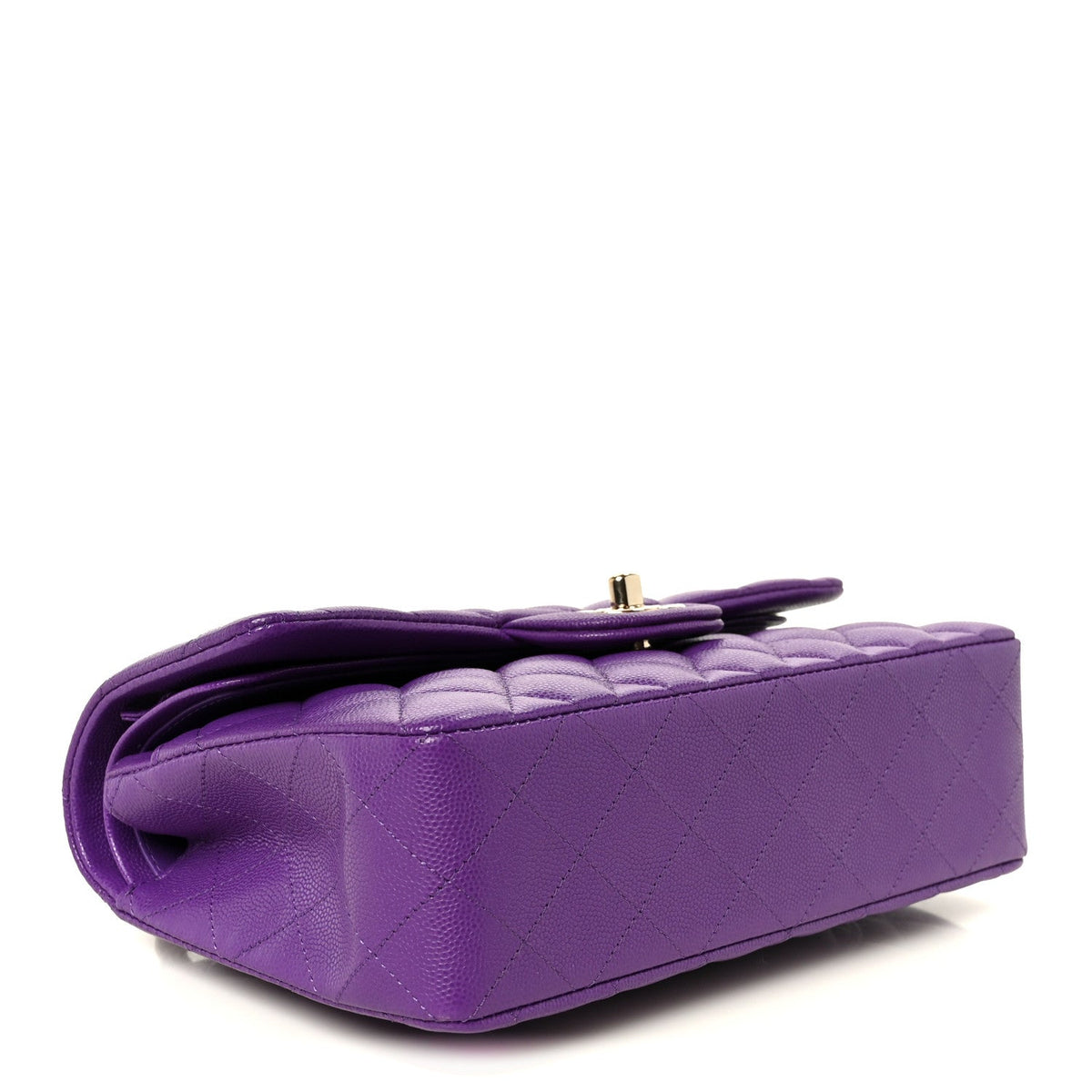 Caviar Quilted Small Double Flap Purple wholesalehk.shop