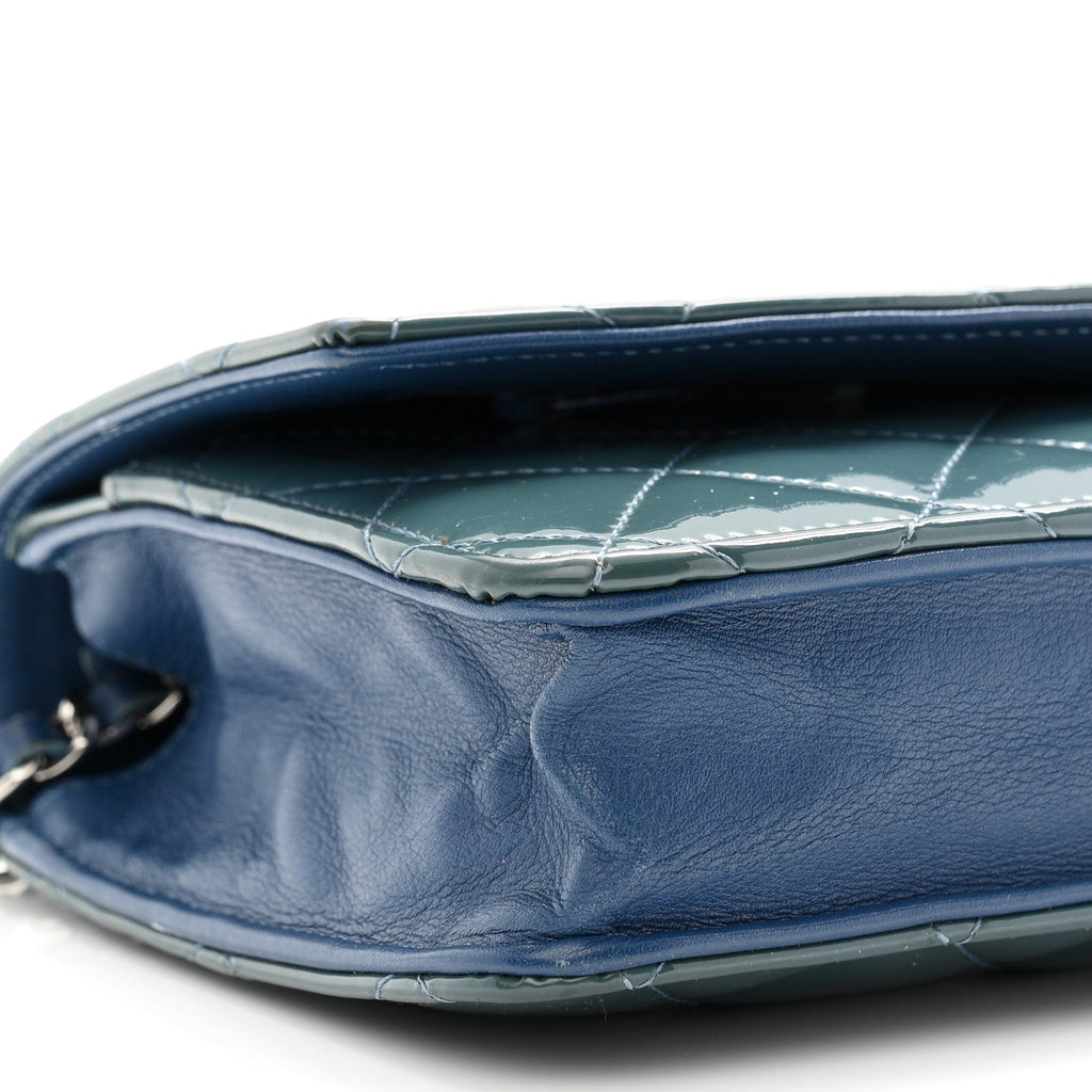 Patent Quilted Brilliant Wallet On Chain WOC Blue wholesalehk.shop