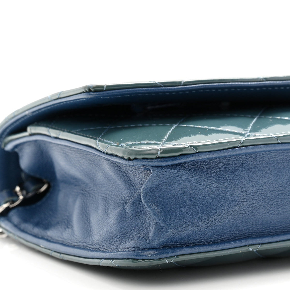 Patent Quilted Brilliant Wallet On Chain WOC Blue wholesalehk.shop