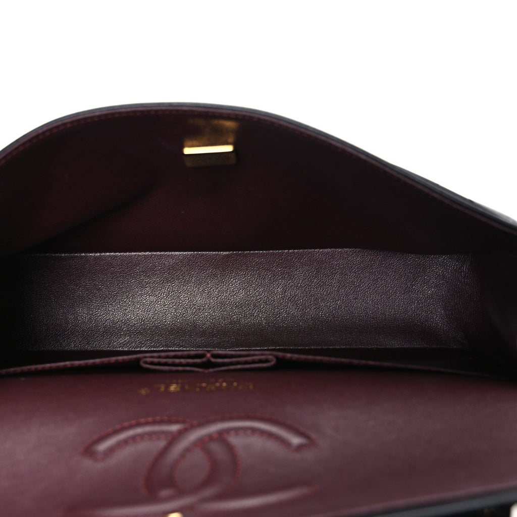 Lambskin Quilted Medium Double Flap Black wholesalehk.shop