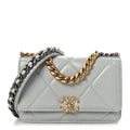 Lambskin Quilted Chanel 19 Wallet On Chain WOC Light Blue wholesalehk.shop