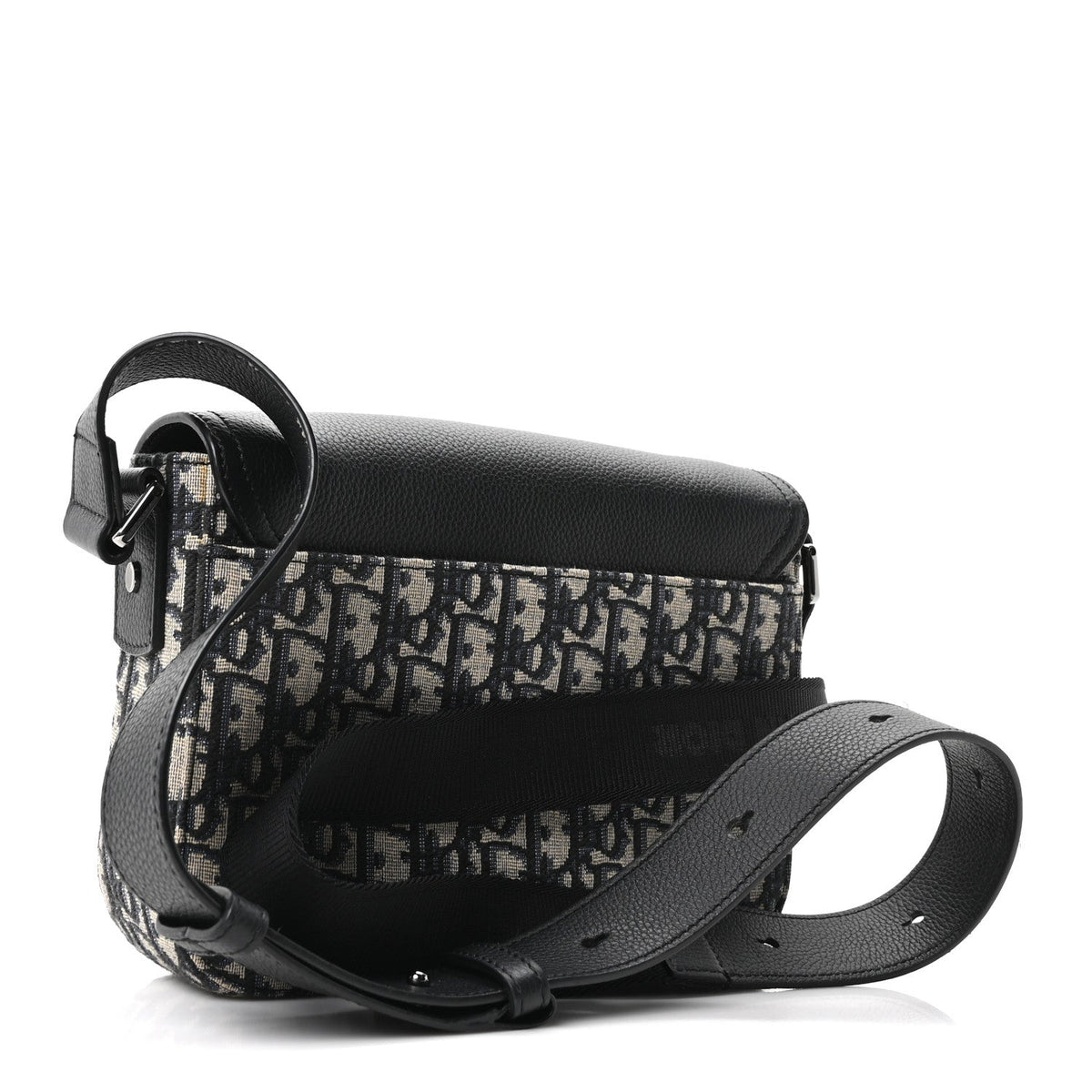 Oblique Jacquard Grained Calfskin Small Saddle Messenger Bag Beige Black wholesalehk.shop