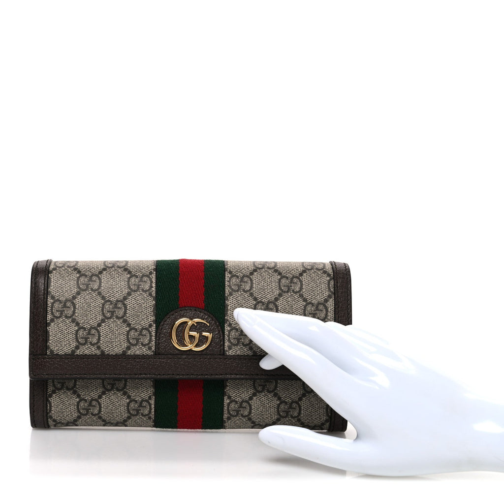 GG Supreme Monogram Web Ophidia Continental Wallet Brown wholesalehk.shop