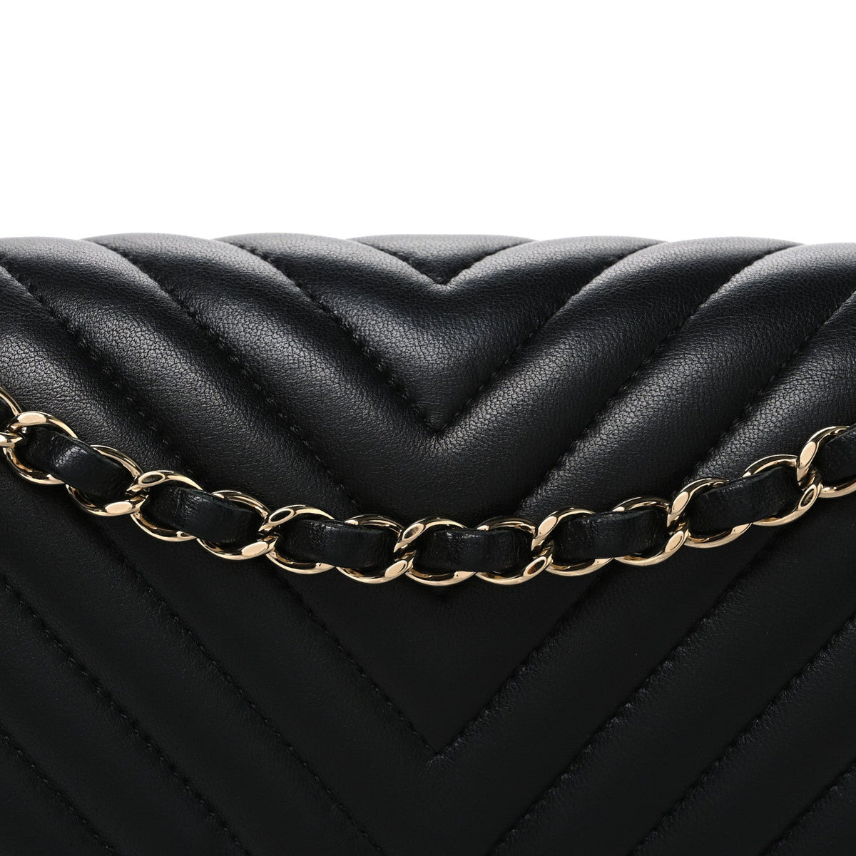 Lambskin Chevron Quilted Medium Double Flap Black wholesalehk.shop