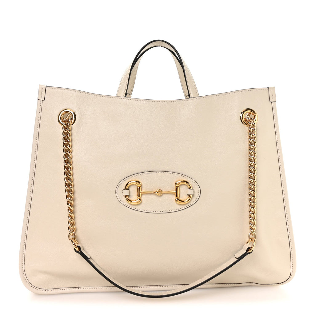 New Sakai Calfskin Lux Large Horsebit 1955 Tote Bag Mystic White wholesalehk.shop