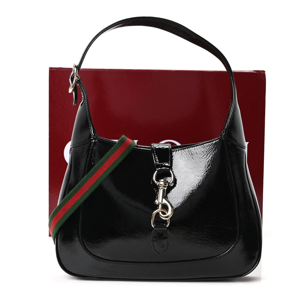 Patent Calfskin Small Jackie Shoulder Bag Black £¨ Direct shipment via from wholesalehk.shop