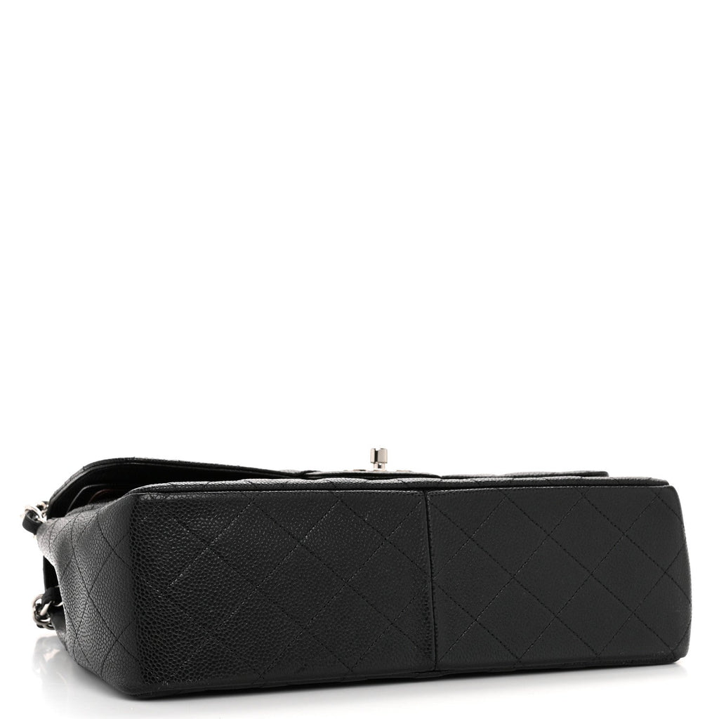 Caviar Quilted Jumbo Double Flap Black wholesalehk.shop