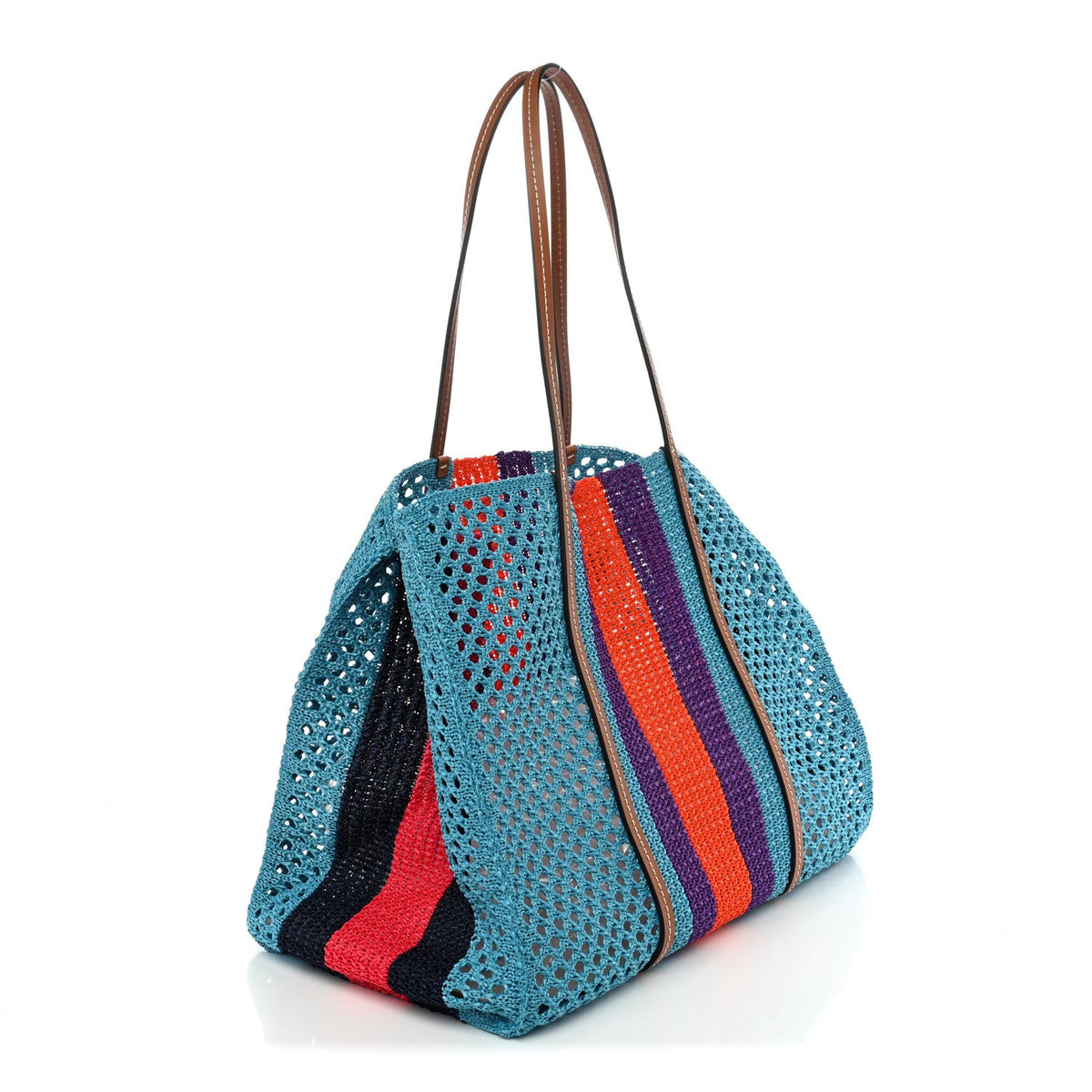 Raffia Web Woven Interlocking G Tote Blue Multicolor wholesalehk.shop