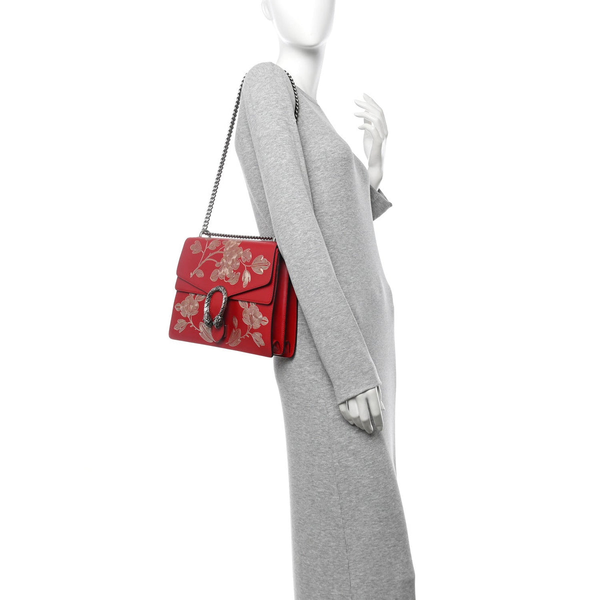 Calfskin Chinese New Year Medium Dionysus Shoulder Bag Hibiscus Red wholesalehk.shop