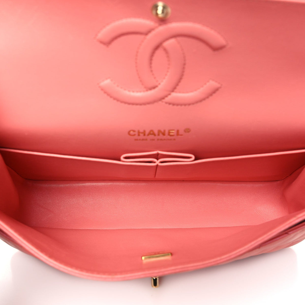 Iridescent Lambskin Quilted Medium Double Flap Pink wholesalehk.shop