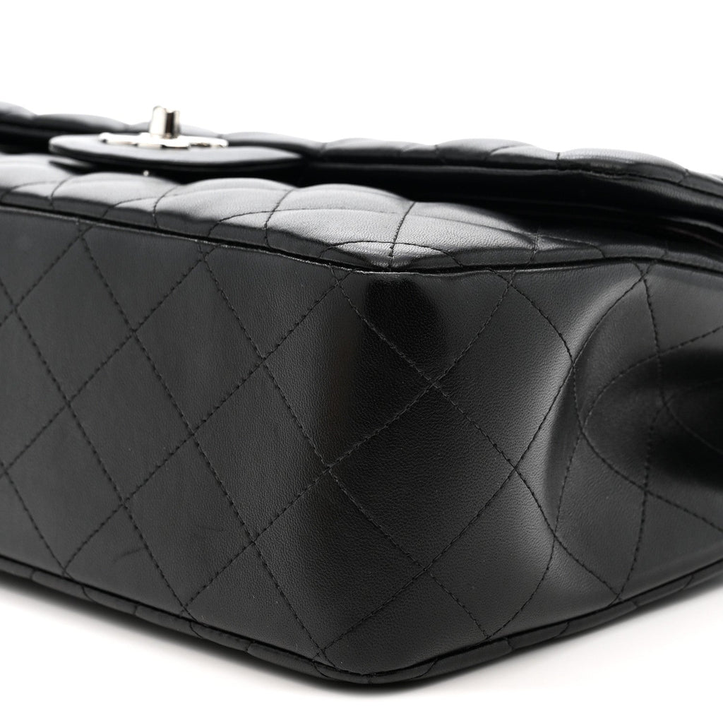Lambskin Quilted Jumbo Double Flap Black wholesalehk.shop