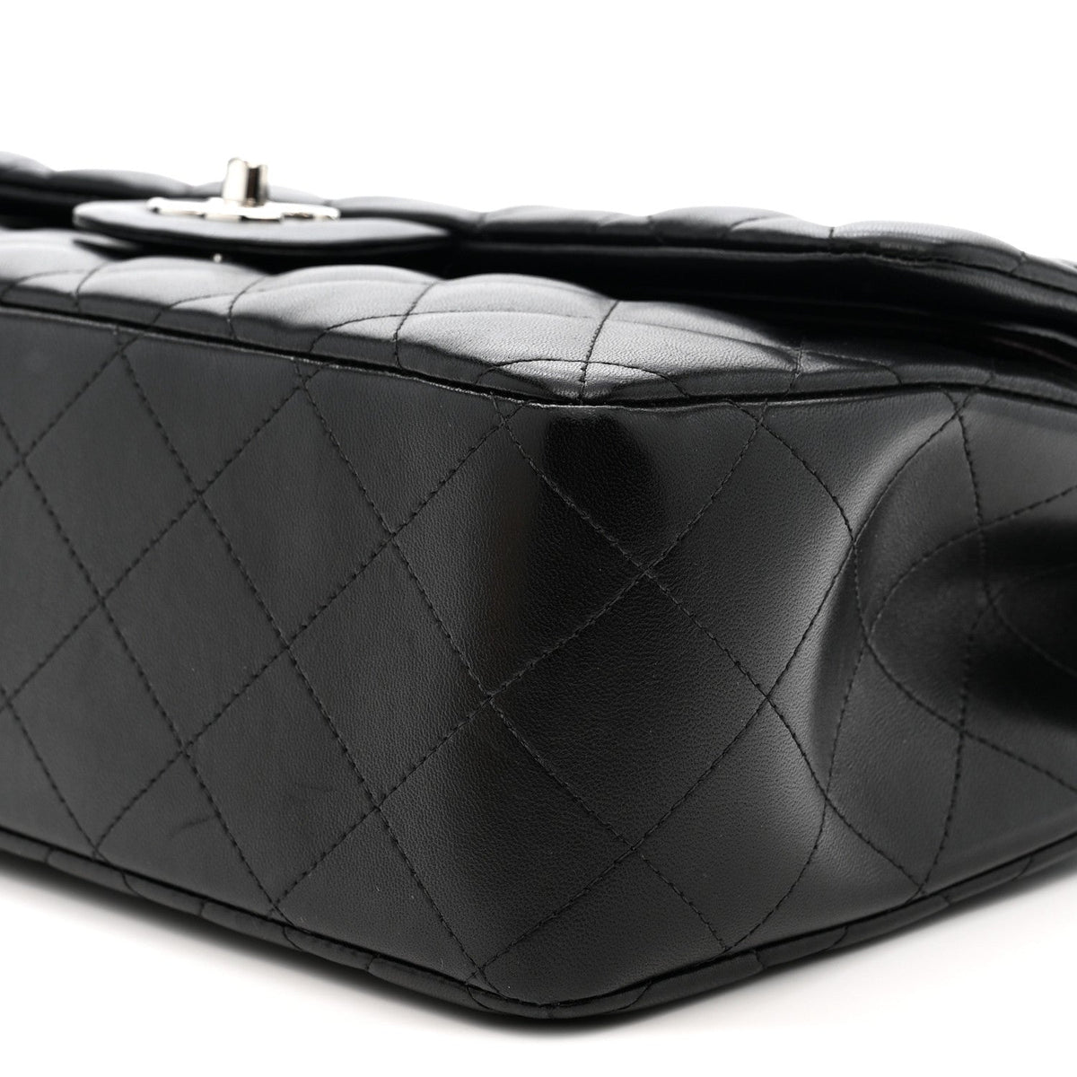 Lambskin Quilted Jumbo Double Flap Black wholesalehk.shop