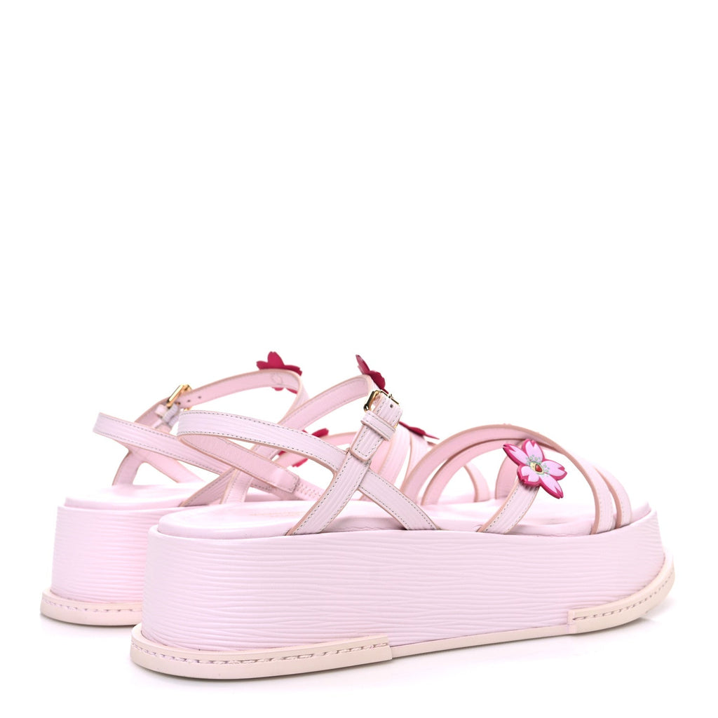 LV X TM Cherry Blossom Calfskin Maya Flatform Sandals 40 Light Pink £¨ Direct shipment via from wholesalehk.shop