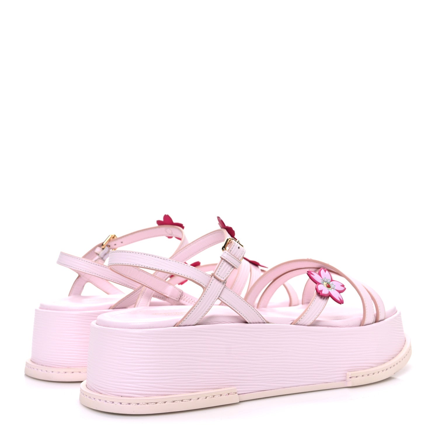 LV X TM Cherry Blossom Calfskin Maya Flatform Sandals 40 Light Pink £¨ Direct shipment via from wholesalehk.shop