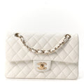 Caviar Quilted Small Double Flap White wholesalehk.shop