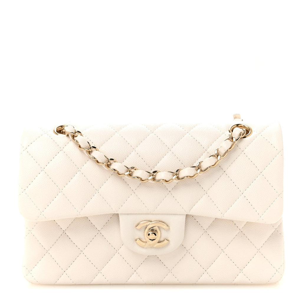 Caviar Quilted Small Double Flap White wholesalehk.shop