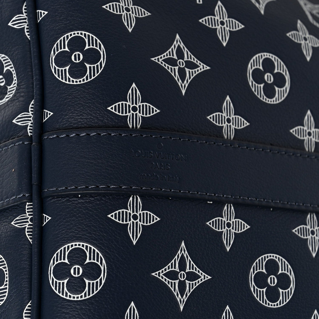 Calfskin Shadow Monogram Keepall Bandouliere 50 Ink Blue White wholesalehk.shop