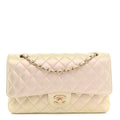 Iridescent Lambskin Quilted Medium Double Flap Ivory wholesalehk.shop