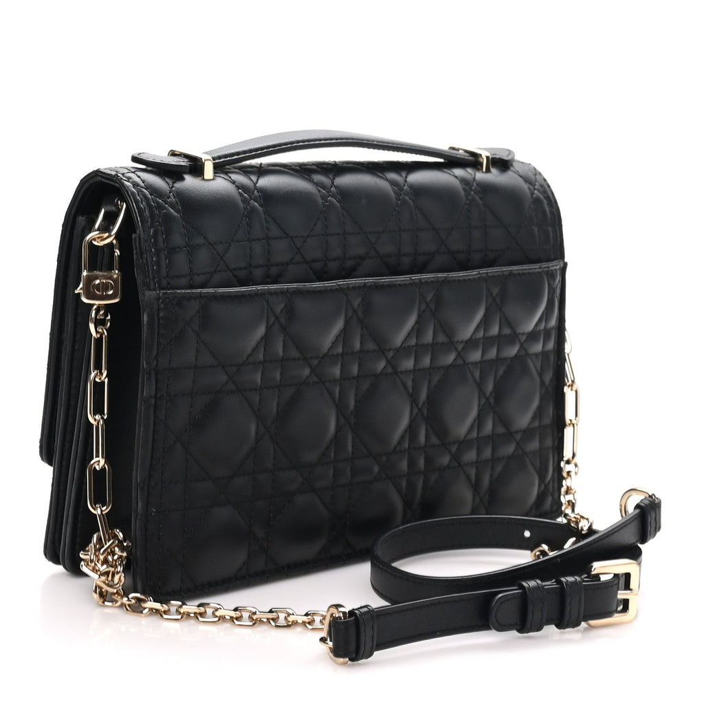 Lambskin Cannage Miss Dior Top Handle Bag Black wholesalehk.shop