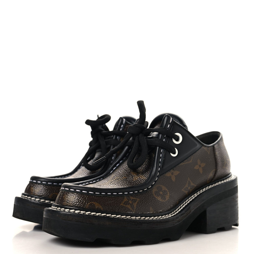 Monogram Calfskin Beaubourg Platform Derby Shoes 36 Brown £¨ Direct shipment via from wholesalehk.shop