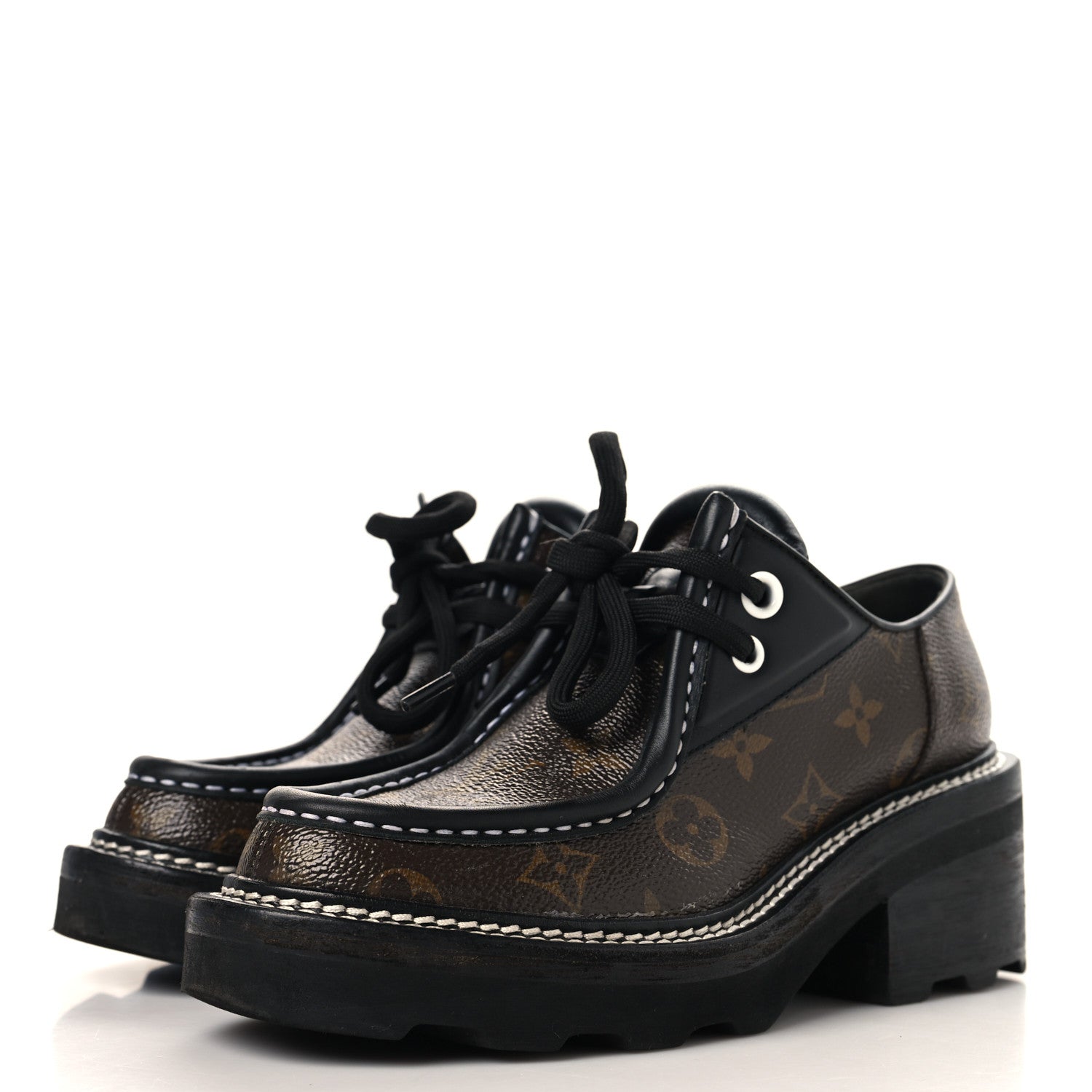 Monogram Calfskin Beaubourg Platform Derby Shoes 36 Brown £¨ Direct shipment via from wholesalehk.shop