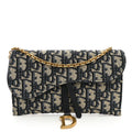 Oblique Saddle Chain Long Wallet Blue wholesalehk.shop
