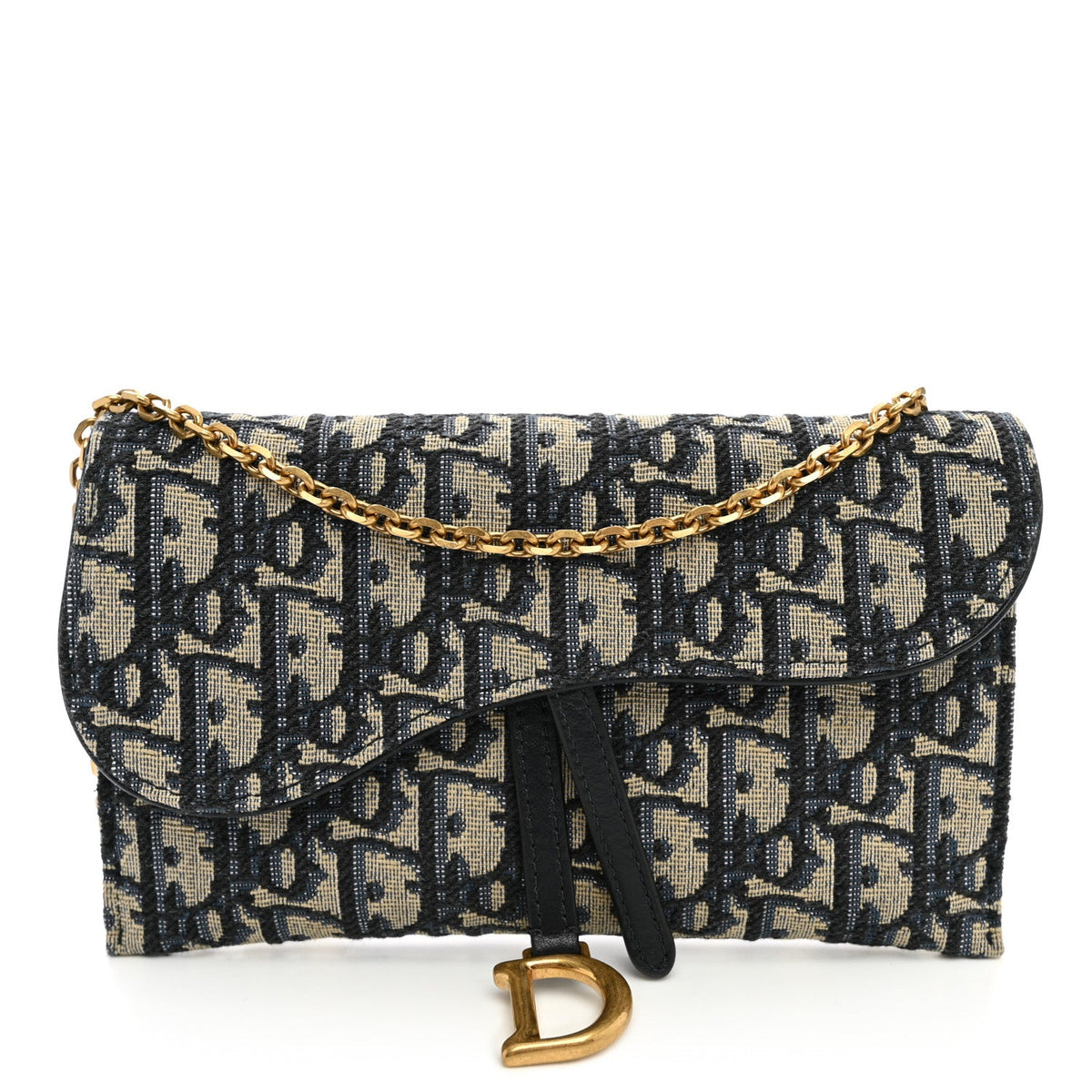 Oblique Saddle Chain Long Wallet Blue wholesalehk.shop