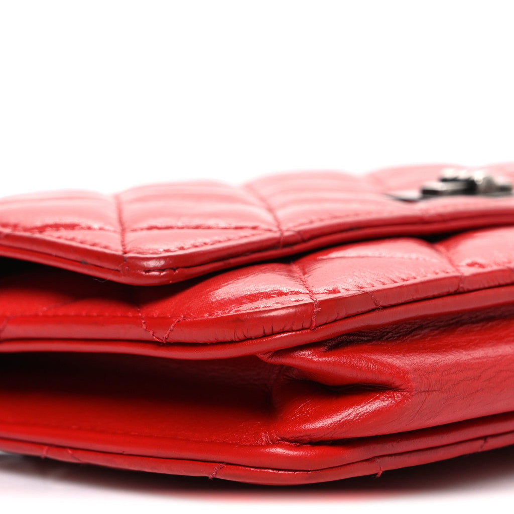 Glazed Calfskin Quilted Reissue Wallet On Chain WOC Red wholesalehk.shop