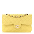 Caviar Quilted Small Double Flap Light Yellow wholesalehk.shop
