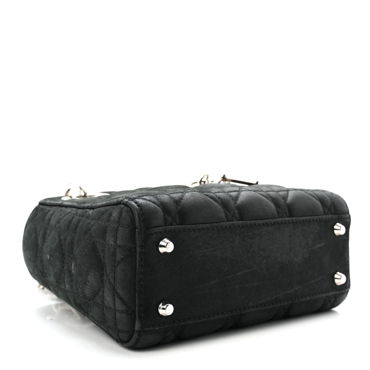Metallic Calfskin Cannage Mini Lady Dior Black wholesalehk.shop