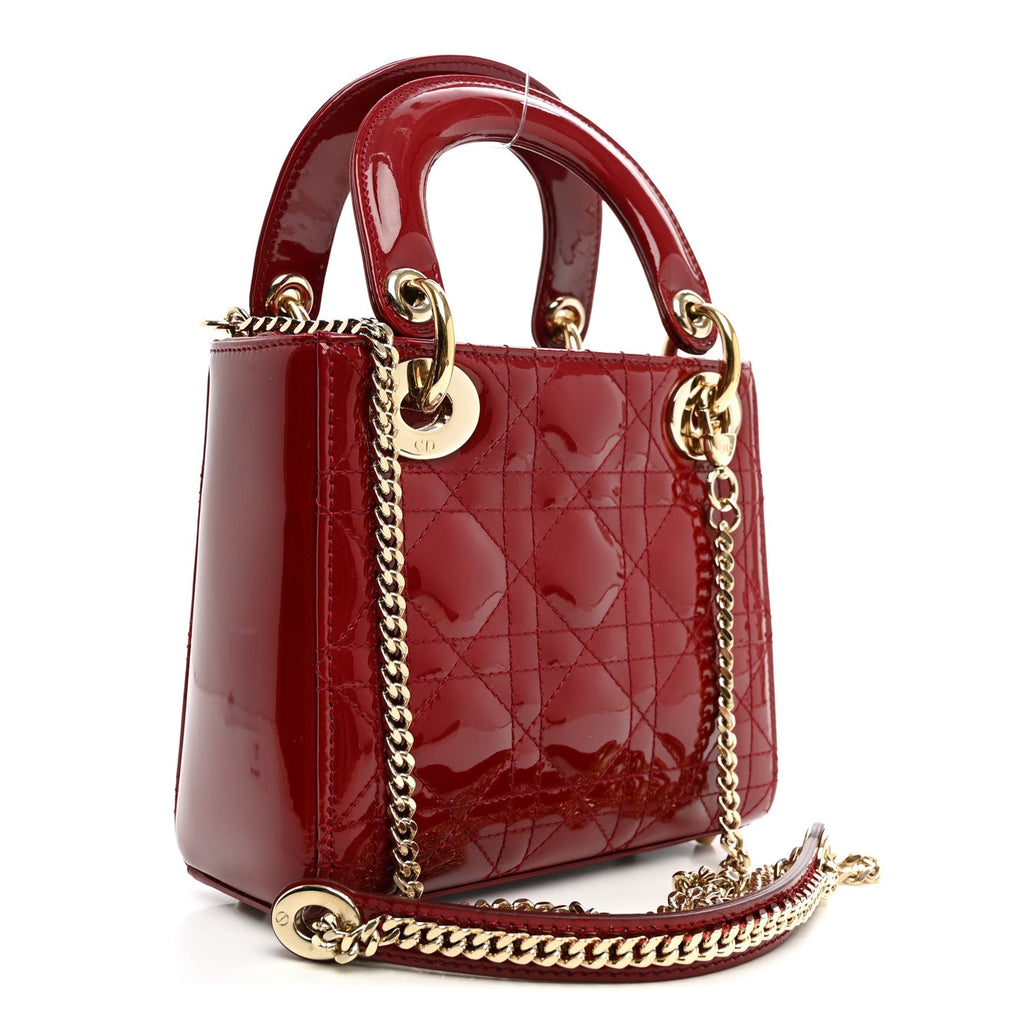 Patent Cannage Mini Lady Dior Red wholesalehk.shop