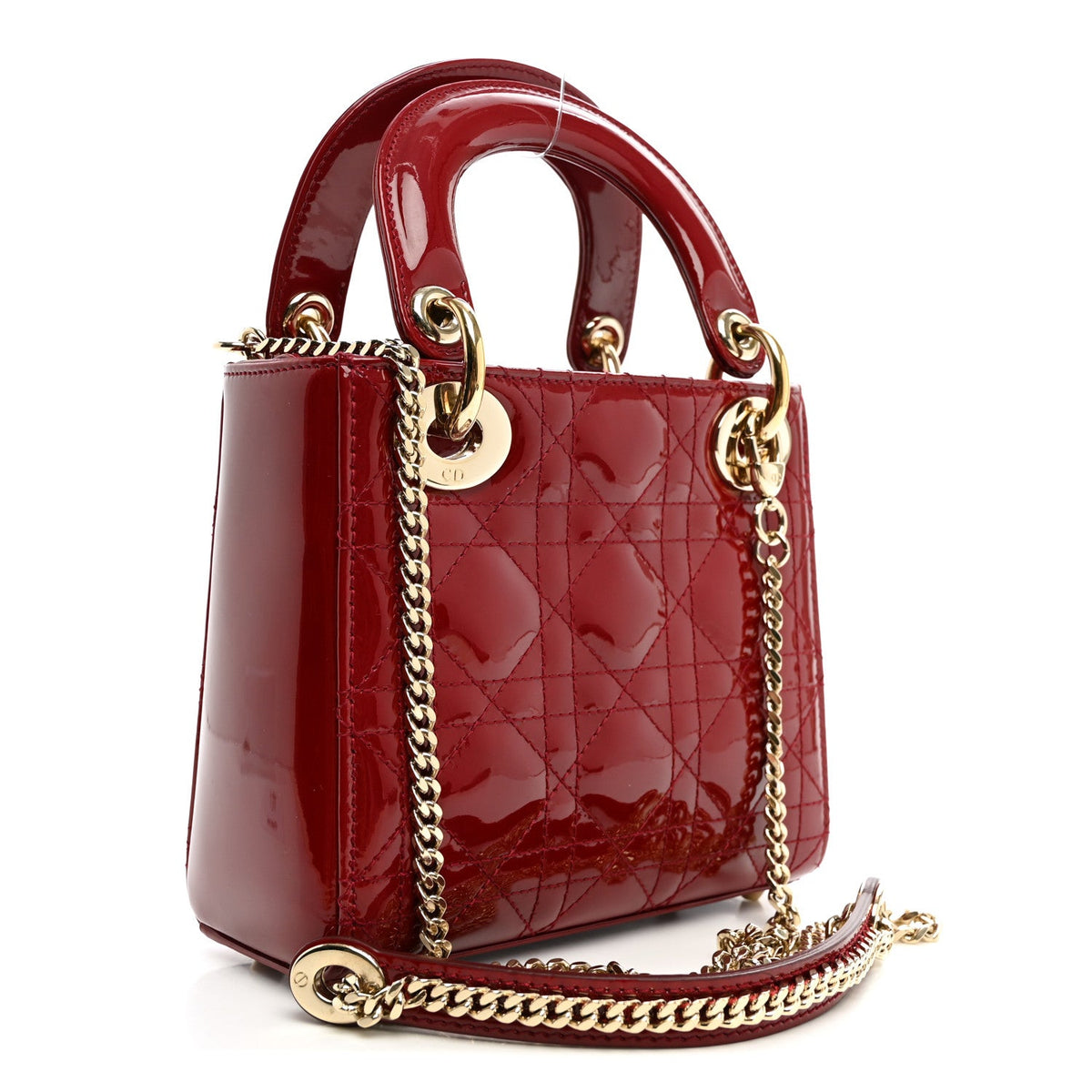 Patent Cannage Mini Lady Dior Red wholesalehk.shop