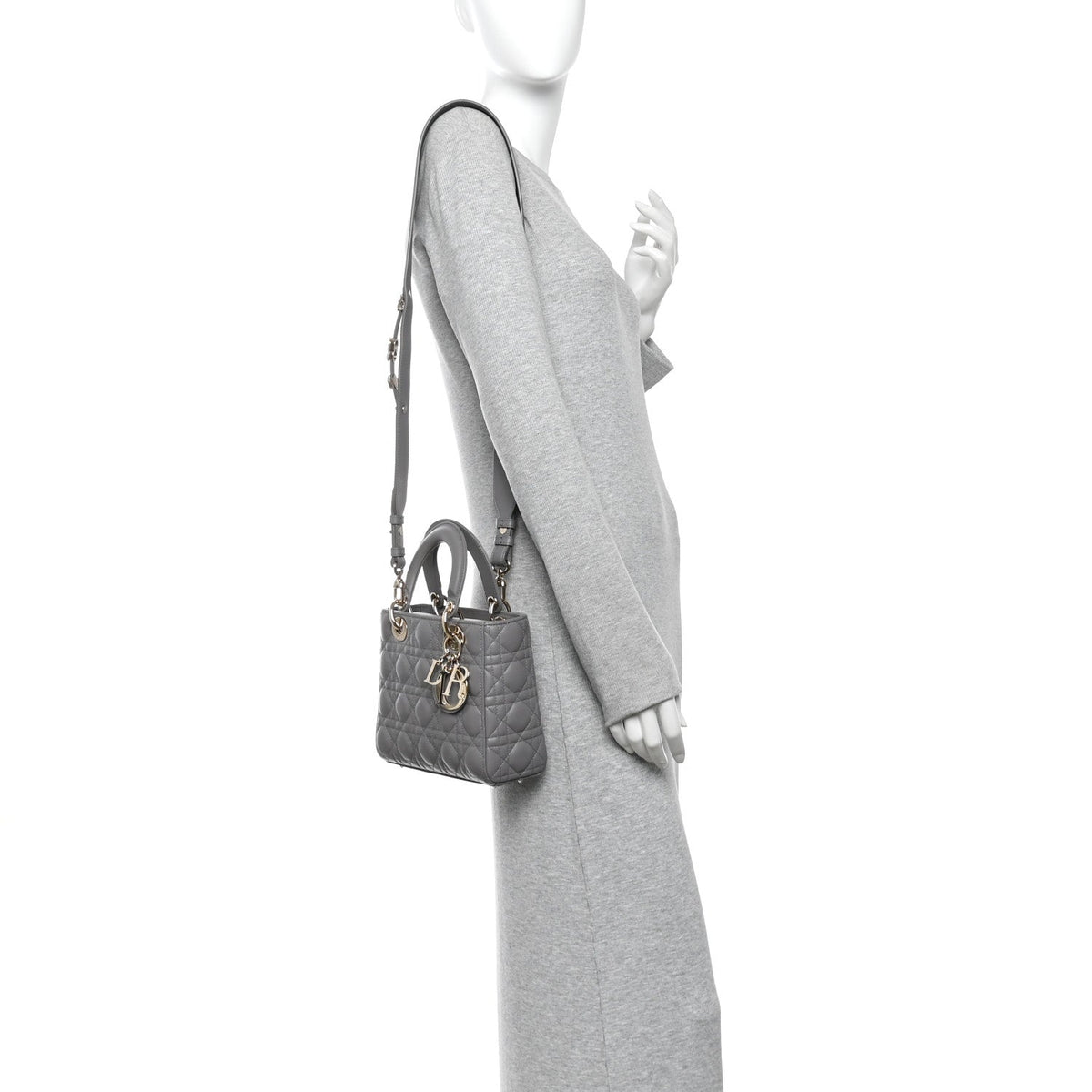 Lambskin Cannage Small My ABCDior Lady Dior Grey wholesalehk.shop