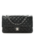 Lambskin Quilted Medium Double Flap Black wholesalehk.shop