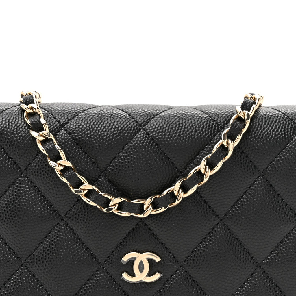 Caviar Quilted Mini Wallet On Chain WOC Black wholesalehk.shop