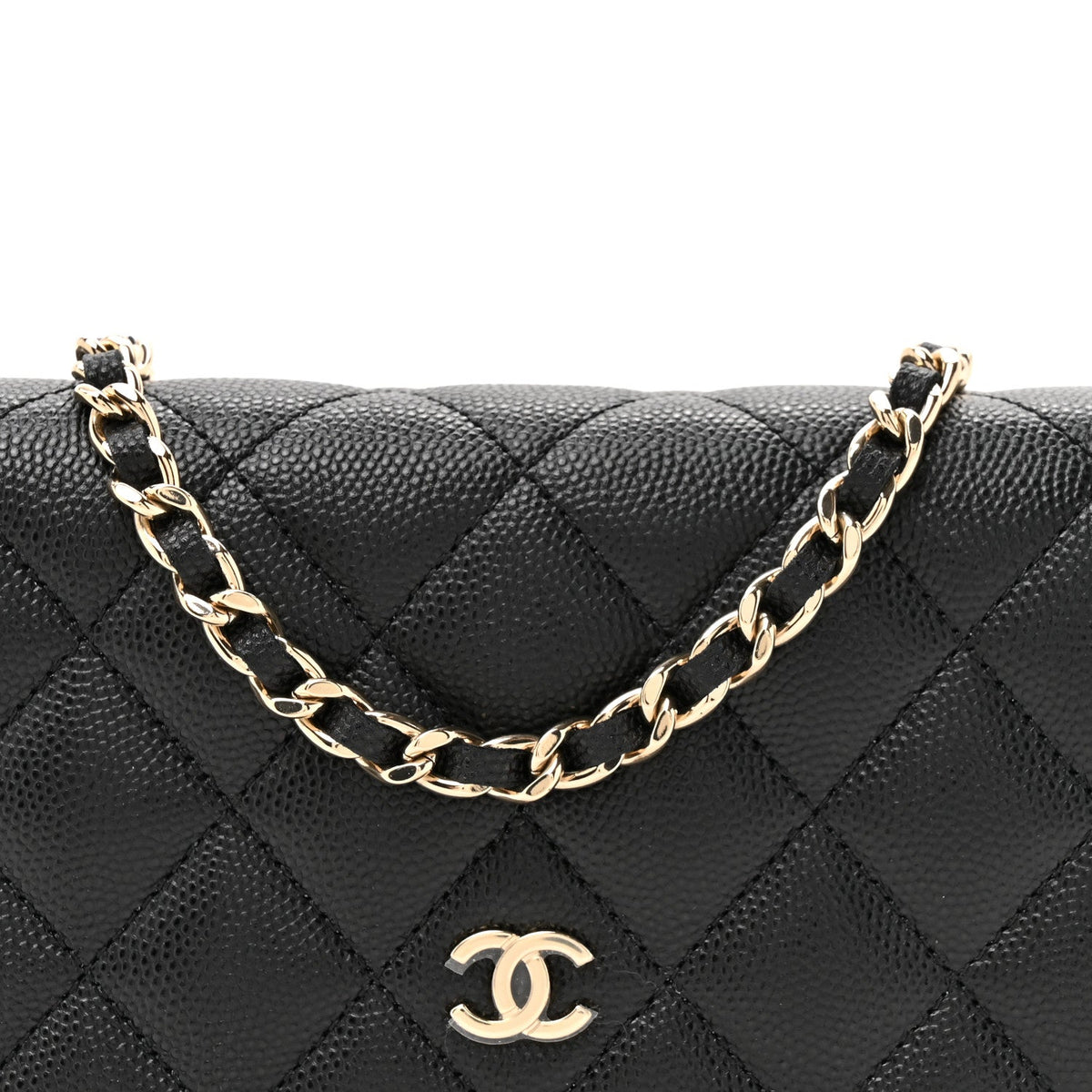 Caviar Quilted Mini Wallet On Chain WOC Black wholesalehk.shop