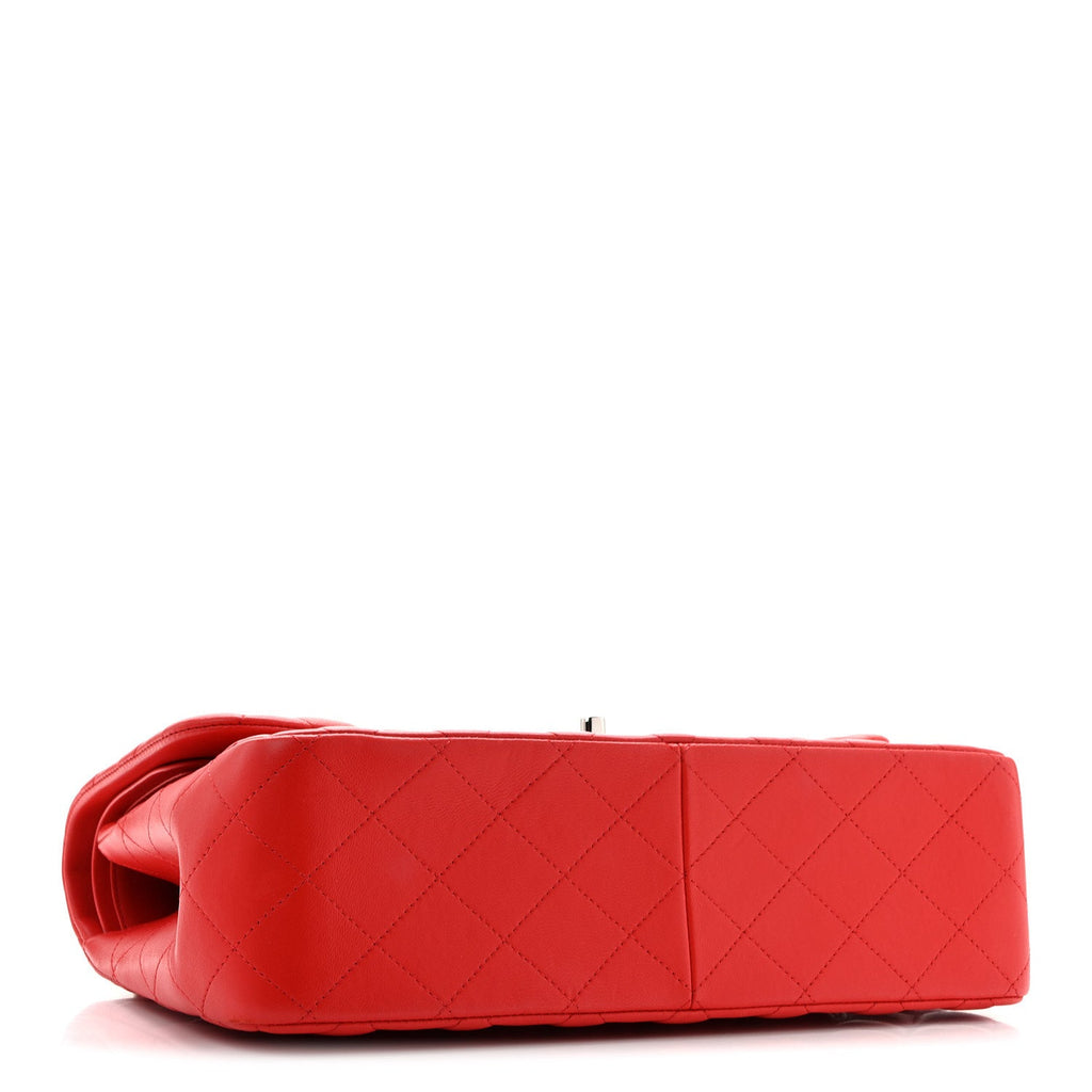 Lambskin Quilted Jumbo Double Flap Red wholesalehk.shop