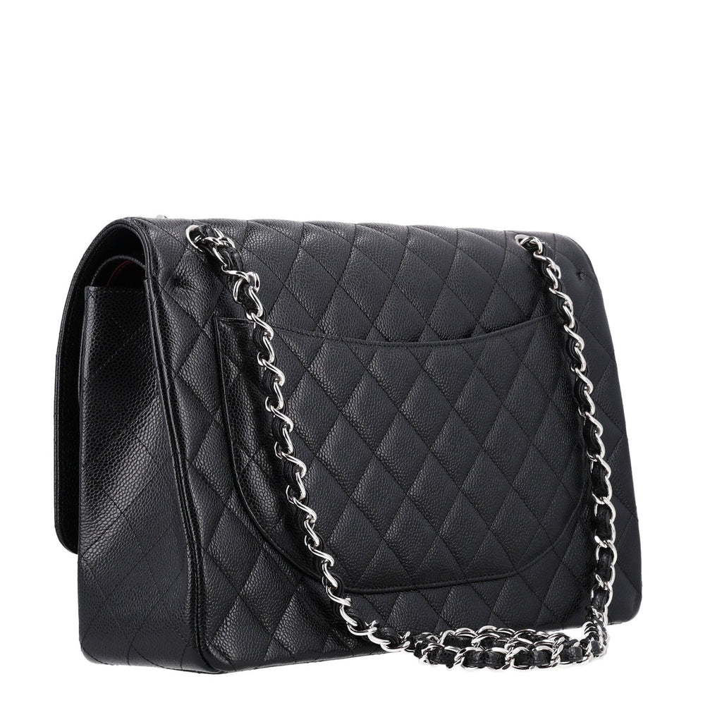 Caviar Quilted Maxi Double Flap Black wholesalehk.shop