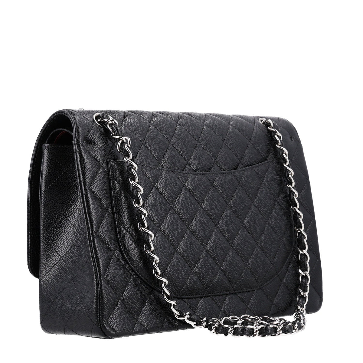 Caviar Quilted Maxi Double Flap Black wholesalehk.shop