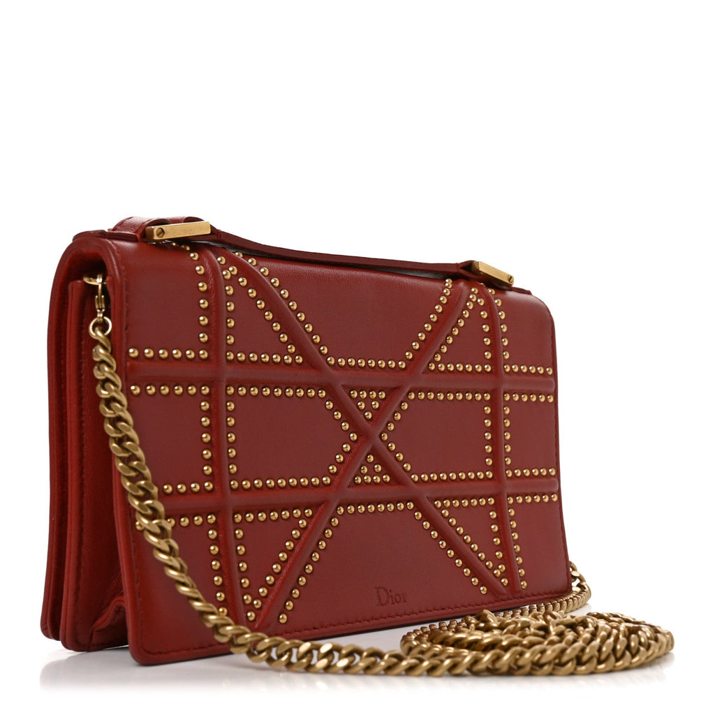 Calfskin Studded Diorama Flap Bag Red ¡§ Direct shipment via from wholesalehk.shop