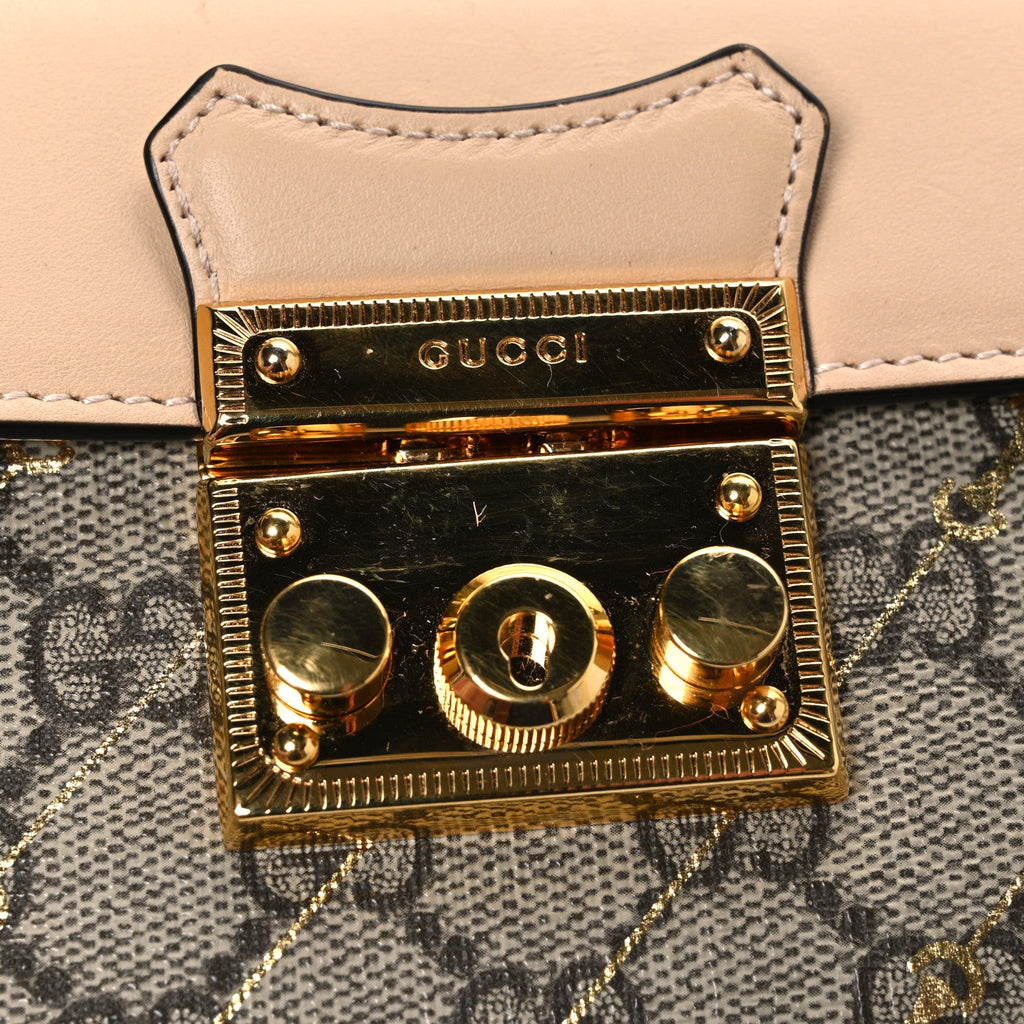 GG Supreme Monogram Calfskin Horsebit Print Mini Padlock Top Handle Shoulder Bag Beige Ebony Light Pink £¨ Direct shipment via from wholesalehk.shop