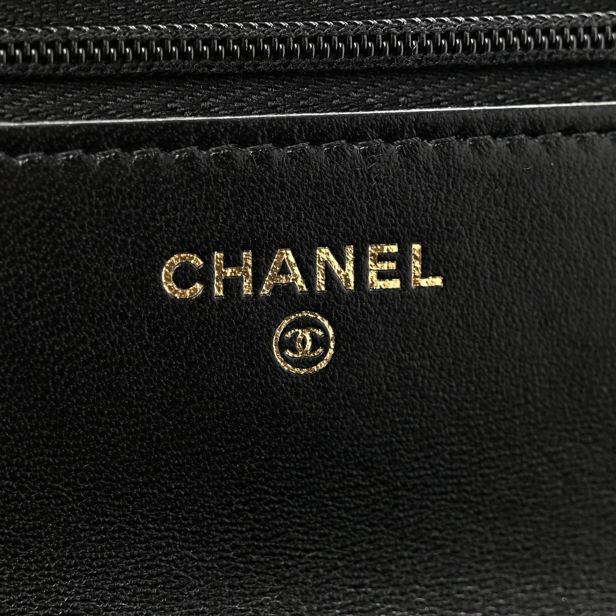 Lambskin Quilted Logo WOC Wallet On Chain Black wholesalehk.shop