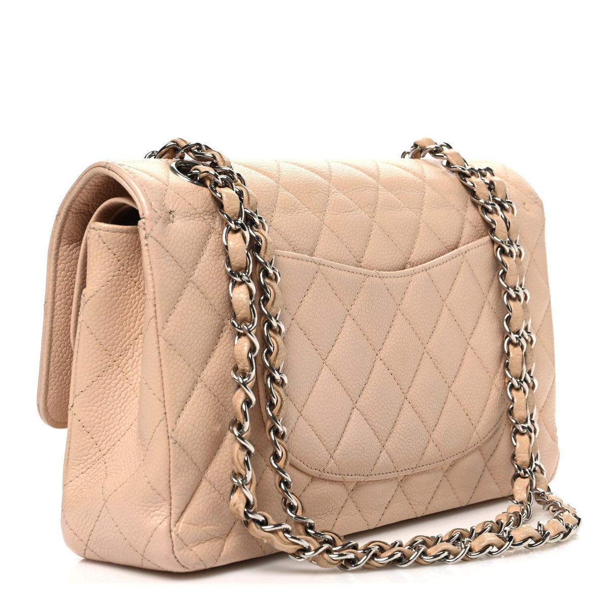Caviar Quilted Medium Double Flap Beige wholesalehk.shop